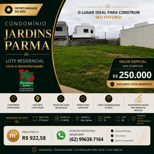 LOTE À VENDA | CONDOMÍNIO JARDINS PARMA