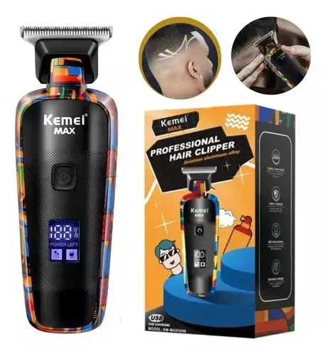 Máquina de Acabamento Kemei Max Profissional Sem Fio USB Recarregável