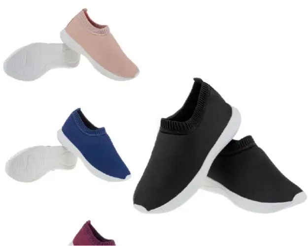 Tenis liso EC moda conforto tenis meia calce facil.