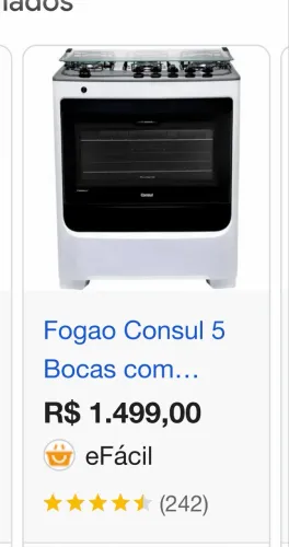 Fogão Elétrico Bivolt 5 Bocas Consul Semi Novo 110/220 volts