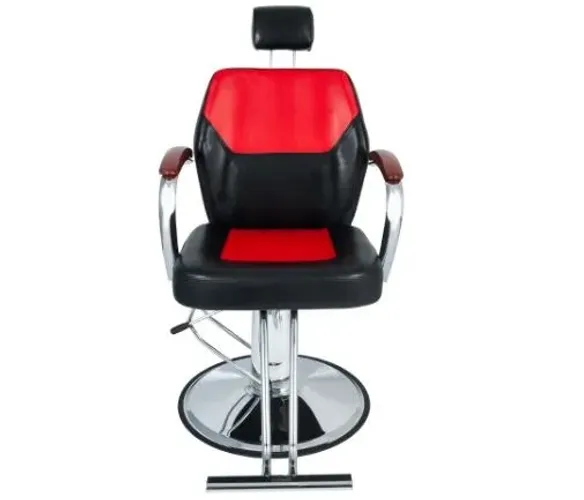 Cadeira Hidráulica Reclinável Barbeiro Salão Preto e Vermelho