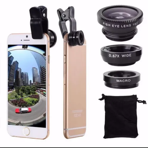 3 lentes para celular panorâmica