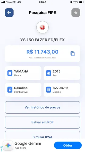 Vendo moto fazer 150 10.500 