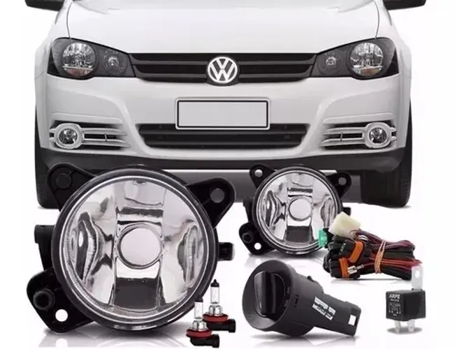 Kit Farol Milha Neblina Vw Golf 2008 2009 A 2011 Botao Longo