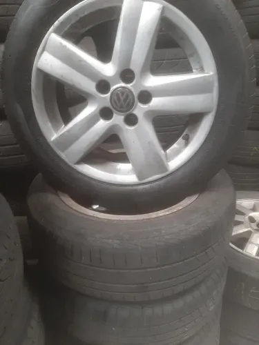 Roda aro 15 Vw Polo Prata com Pneu 195 55 15 jogo 5x100
