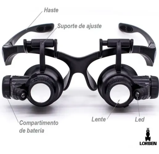 Lupa De Cabeça Óculos Relojoeiro 8 Lentes Profissional