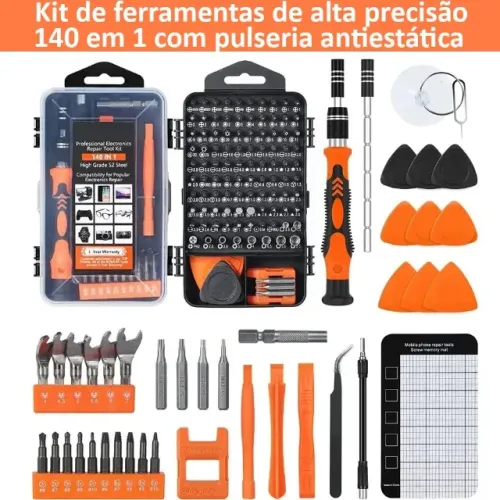 Kit de ferramentas de alta precisão 140 em 1, com pulseria antiestática