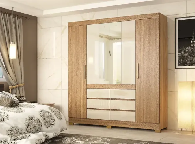 ROUPEIRO CASAL 4 PORTAS 6 GAVETAS 