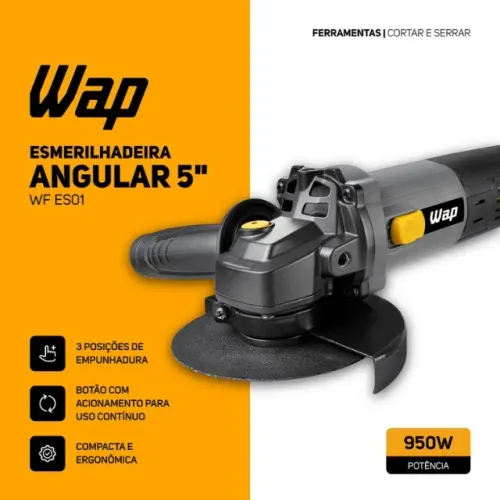 Esmerilhadeira Angular Wap 5" WF ES01 950W 13000rpm 220V - Lançamento