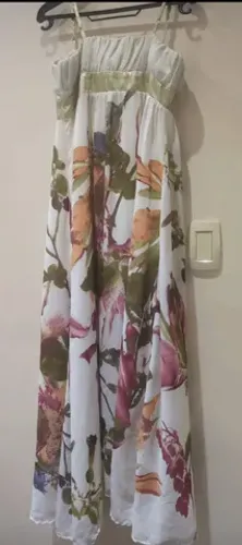 Vestido crepe de seda longo estampado