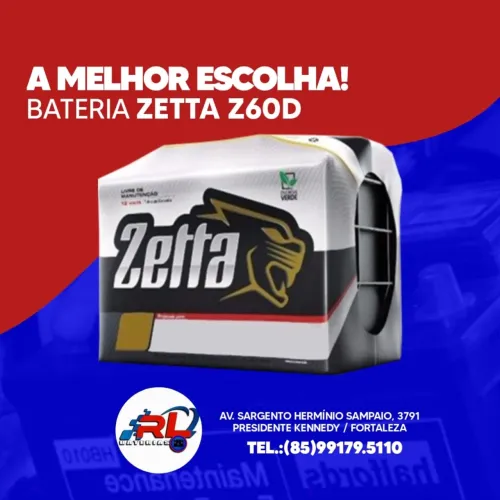Bateria 60ah zetta fabricada pela Moura para automóveis 18 meses