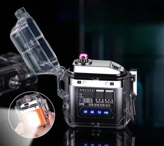 Isqueiro Maçarico de plasma elétrico com lanterna