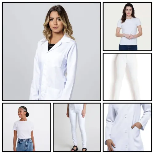 Jaleco, Avental, Blusa, Camisa e Calça Jeans Branco - Roupas Brancas