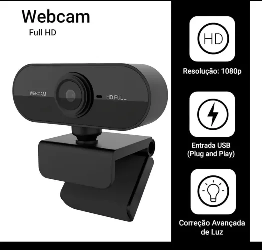 Webcam LACRADA Camera Full Hd Zoom 1080p Com Microfone Integrado Usb Preto