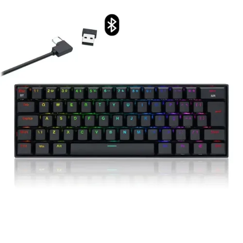 Teclado Mecânico 60% Redragon Draconic Pro Black RGB Tri-Mode - WZetta