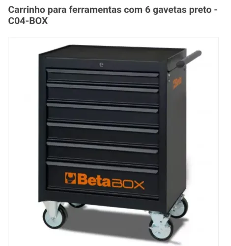Carrinho para ferramentas com 6 gavetas preto -  C04- BETA BOX