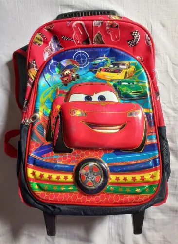 Mochila infantil de rodinhas carros