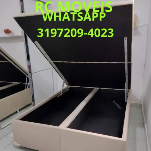 Cama Box Baú Casal Bipartido 1,38x1,88 - Baú Blindado com Pistão a Gás