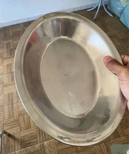 Bandeja/Prato Oval de Aço Inox