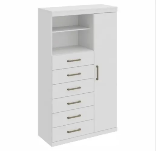 Cômoda Multiuso Off White 6 Gavetas 1 Porta DIVIDIMOS EM ATÉ 10X SEM JUROS