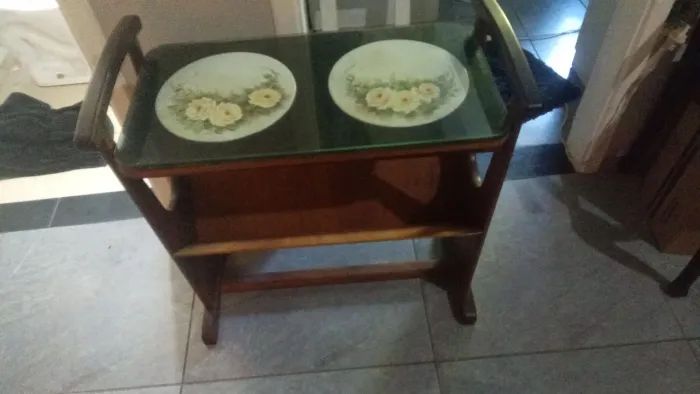 Mesa vintage de madeira maciça antiga 