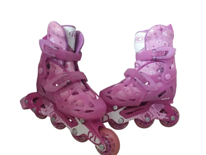 Patins Roller  DerBy Ajustável Infantil Rosa Pink