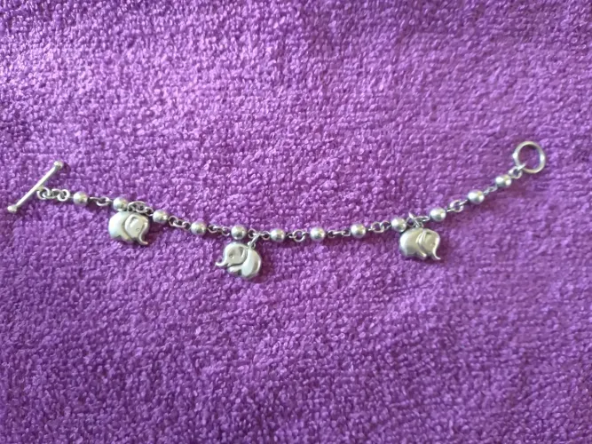 Pulseira charm elefante Prata Fina