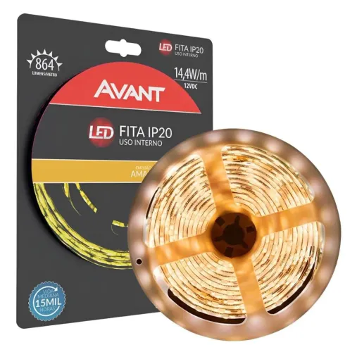 Fita led 5 metros avant luz amarela (  branco quente ) 5 metros