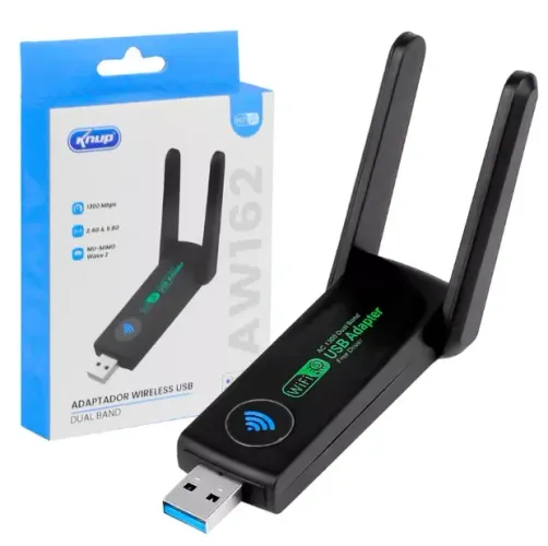 Adaptador Wifi para PC USB 3.0 1300 Mbps Wireless 2,4GHZ 5GHZ  Dual Band Knup KP-AW162