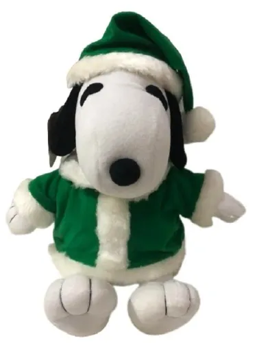 Snoopy Pelúcia Papai Noel Musical Importado 25 cm