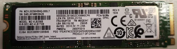 SSD NVME 3.0 Samsung 256GB