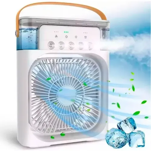 Ventilador Mini Nebulizador Portátil USB Air Cooler LED com Timer Água e Gelo com timer po