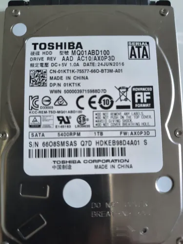 HDD TOSHIBA NOTEBOOK 1TB (ACEITO TROCA)