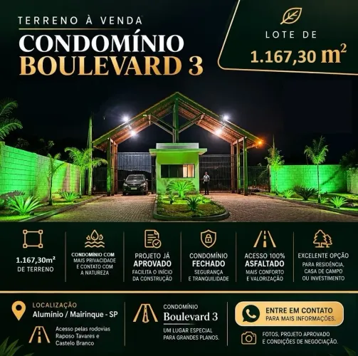 Chácara Condomínio Boulevard 3 - 1.167,00m², obras já iniciadas