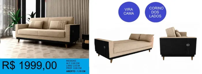 sofa retrátil em linho - temos a pronta entrega