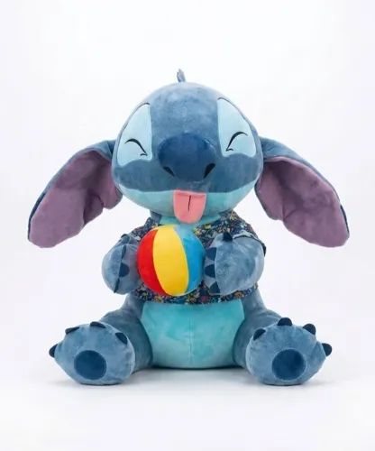 Boneco Pelúcia Stitch Disney Com Camisa E Bola Colorida 100cm