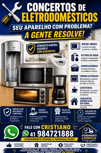 Manutenção de fornos microondas fornos elétricos bebedouros de água e cafeteiras