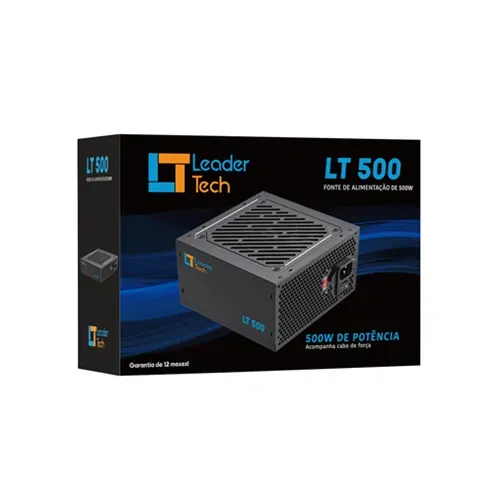 FONTE LEADERTECH ATX 500W LT-500W COM CABO DE FORCA PRETO