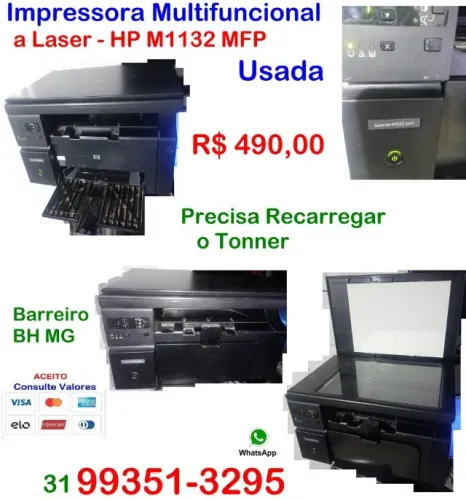 Impressora HP LaserJet Pro M1132 multifuncional comercio casa escola escritório auto loja