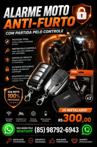 Alarme Moto C/ Partida Pelo Controle "Já Instalado"