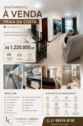 TM Apartamento à venda com 3 quartos em Praia da Costa - Vila Velha - ES