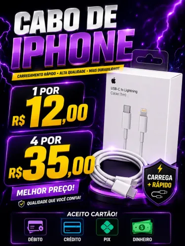 CARREGADOR DE IPHONE COMUM E TURBO