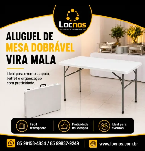 Aluguel mesa dobravel vira mala eventos