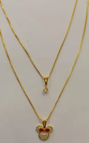 Colar duplo banhado a ouro 24k 
