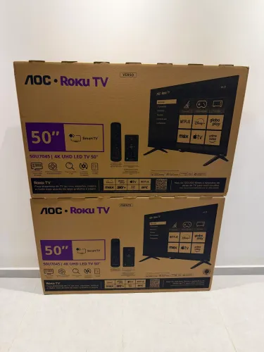 Smart TV 50" AOC 4K DLED 50U7045/78G Roku TV Quad Core 3 HDMI