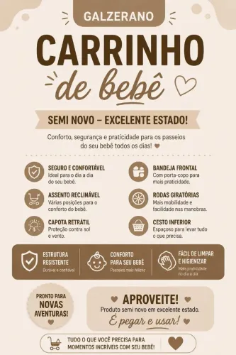 Carrinho de Bebê Galzerano
