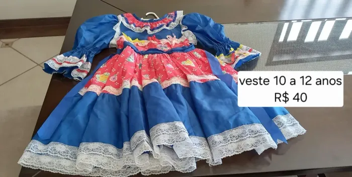 Vestido de festa junina infantil - Tamanho 10-12