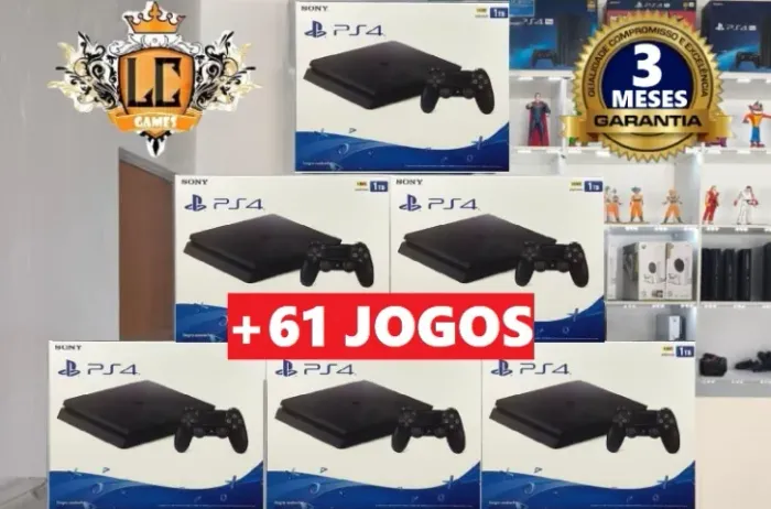 PLAYSTATION 4 SLIM 1TB + 71 JOGOS + O3 MESES GARANTIA ( LOJA FISICA )