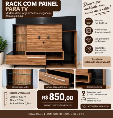 Rack/Home com Painel para TV - R$ 850
