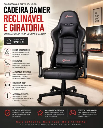 Cadeira Gamer reclinavel. Novas na caixa